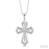 1/20 Ctw Single Cut Diamond Cross Pendant with Chain in Sterling Silver