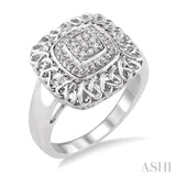 1/20 Ctw Cushion Shape Single Cut Diamond Ring in Sterling Silver