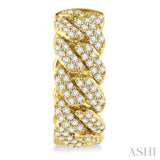 3/4 ctw Round Cut Diamond Cuban Link Hoop Earring in 14K Yellow Gold