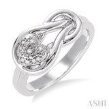 1/50 ctw Heart Shape Single Cut Diamond Fashion Ring in Sterling Silver