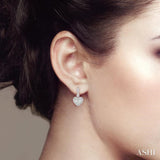 1/20 Ctw Heart Shape Round Cut Diamond Earrings in Sterling Silver