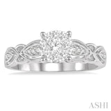 3/8 Ctw Circular Mount Marquise Lattice Lovebright Round Cut Diamond Ring in 14K White Gold