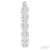 4 1/5 Ctw Circular Link Lovebright In-Out Round Cut Diamond Hoop Earrings in 14K White Gold