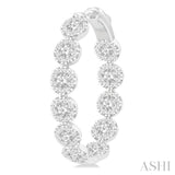 4 1/5 Ctw Circular Link Lovebright In-Out Round Cut Diamond Hoop Earrings in 14K White Gold