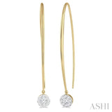1/2 Ctw Round Dangler Lovebright Diamond Earrings in 14K Yellow and White Gold