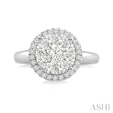 1/2 Ctw Lovebright Round Cut Diamond Engagement Ring in 14K White Gold