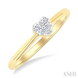1/10 Ctw Lovebright Petite Heart Shape Round Cut Diamond Fashion Ring in 10K Yellow Gold