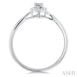 5x3 MM Oval Shape White Topaz and 1/20 Ctw Single Cut Diamond Halo Semi-Precious Ring in 10K White Gold