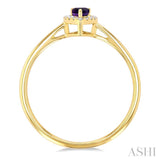 5x3 MM Pear Shape Amethyst and 1/20 Ctw Single Cut Diamond Halo Semi-Precious Ring in 14K Yellow Gold