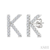 1/10 Ctw Initial 'K' Single Cut Diamond Earrings in 10K White Gold