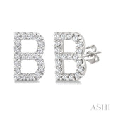 1/8 Ctw Initial 'B' Single Cut Diamond Earrings in 10K White Gold