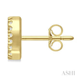 1/10 Ctw Initial 'D' Single Cut Diamond Earrings in 10K Yellow Gold