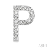 1/10 Ctw Initial 'P' Round Cut Diamond Earrings in 10K White Gold