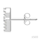 1/10 Ctw Initial 'P' Round Cut Diamond Earrings in 10K White Gold