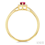 5x3 MM Pear Shape Pink Tourmaline and 1/20 Ctw Single Cut Diamond Halo Semi-Precious Ring in 10K Yellow Gold