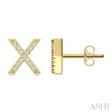 1/10 Ctw Initial 'X' Round Cut Diamond Earrings in 10K Yellow Gold