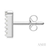 1/10 Ctw Initial 'T' Round Cut Diamond Earrings in 10K White Gold