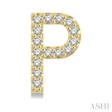 1/10 Ctw Initial 'P' Round Cut Diamond Earrings in 10K Yellow Gold