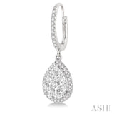 3/4 Ctw Pear Shape Diamond Lovebright Earrings in 14K White Gold
