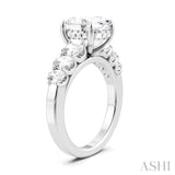 1 1/4 Ctw Oval Shape Oval and Round Cut Diamond Semi-Mount Engagement Ring in 14K White Gold