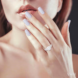 1 1/4 Ctw Oval Shape Oval and Round Cut Diamond Semi-Mount Engagement Ring in 14K White Gold