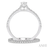 3/4 Ctw Diamond Wedding Set With 5/8 Ct Pear Cut Diamond Engagement Ring and 1/6 Ct Wedding Band in 14K White Gold