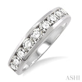 1 Ctw Channel Set Round Cut Diamond Wedding Band in 14K White Gold