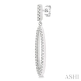 1/4 Ctw Open Marquise Round Cut Diamond Long Earrings in 14K White Gold
