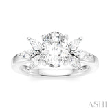1/2 Ctw Akari Oval Shape Marquise and Round Cut Diamond Semi-Mount Engagement Ring in 14K White Gold