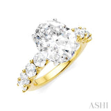 1 1/3 Ctw Oval Shape Round Cut Diamond Semi-Mount Engagement Ring in 14K Yellow and White Gold