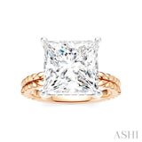 1/8 Ctw Princess Shape Round Cut Diamond Semi-Mount Engagement Ring in 14K Rose and White Gold