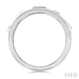 1/6 Ctw Mixed Shape Bezel Set Baguette and Round Cut Diamond Fashion Band in 14K White Gold