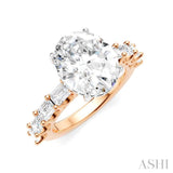 1 1/3 Ctw Oval Shape Emerald and Round Cut Diamond Semi-Mount Engagement Ring in 14K Rose and White Gold