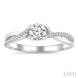 1/2 Ctw Split Crisscross Shank Diamond Engagement Ring With 1/3 Ct Round Cut Diamond Center Stone in 14K White Gold