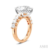 1 1/3 Ctw Pear Shape Princess and Round Cut Diamond Semi-Mount Engagement Ring in 14K Rose and White Gold