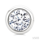 5/8 Ctw Bezel Set Round Cut Diamond Stud Earrings in 14K White Gold