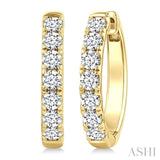 2 Ctw Round Cut Diamond Fashion Hoop Earring in 14K Yellow Gold