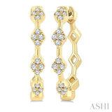1/6 Ctw Geometric Shape Round Cut Diamond Fashion Hoop Earrings in 10K Yellow Gold