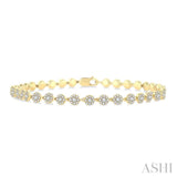 1 1/3 Ctw Cluster Round Cut Diamond Fashion Tennis Bracelet in 14K Yellow Gold