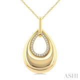 1/20 Ctw Bold Open Window Teardrop Round Cut Golden Glow Diamond Aeris Gold Fashion Pendant With Chain in 10K Yellow Gold