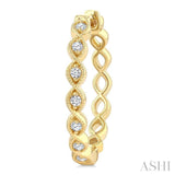 1/6 Ctw Twisted Pattern Round Cut Diamond Fashion Hoop Earring in 10K Yellow Gold