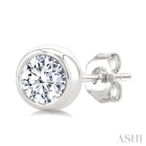 3/8 Ctw Bezel Set Round Cut Diamond Stud Earrings in 14K White Gold