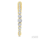 3/4 Ctw Graduated Round Cut Diamond Riviera Hoop Earrings in 14K Yellow Gold