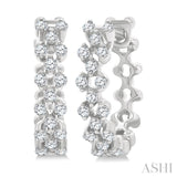 1/4 Ctw Lattice Round Cut Diamond Fashion Hoop Earring in 10K White Gold