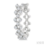 1/4 Ctw Lattice Round Cut Diamond Fashion Hoop Earring in 10K White Gold
