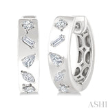 1/3 Ctw Mixed Cut Diamond Fashion Hoop Earring in 14K White Gold