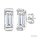 1/10 Ctw Baguette Diamond Petite Fashion Earrings in 10K White Gold