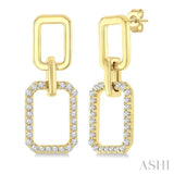 1/3 Ctw  Octagonal Shape Link Round Cut Diamond Fashion Earring in 10K Yellow Gold
