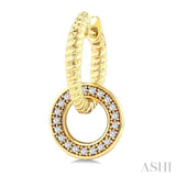 1/4 Ctw Rope Textured and Round Cut Diamond Interlocked Circle Fashion Earring in 10K Yellow Gold
