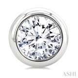 1 Ctw Bezel Set Round Cut Diamond Fashion Stud earrings in 14K White Gold